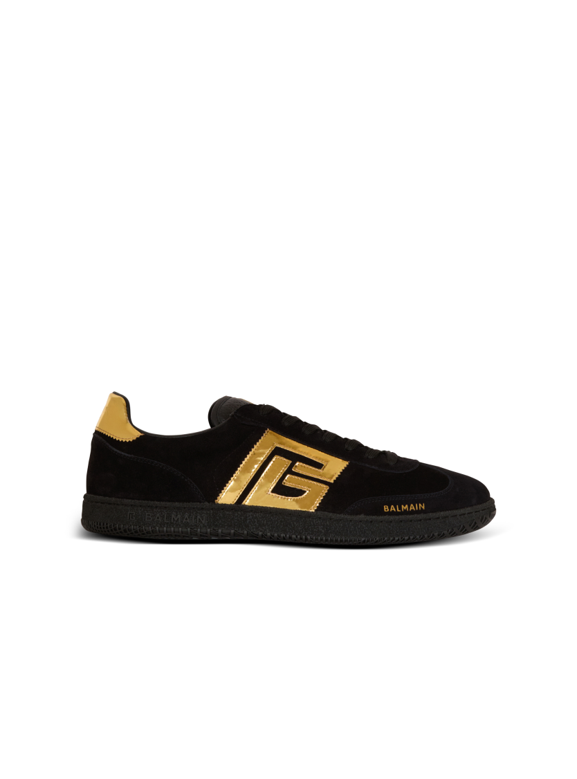 Balmain Swan suede and patent leather sneakers