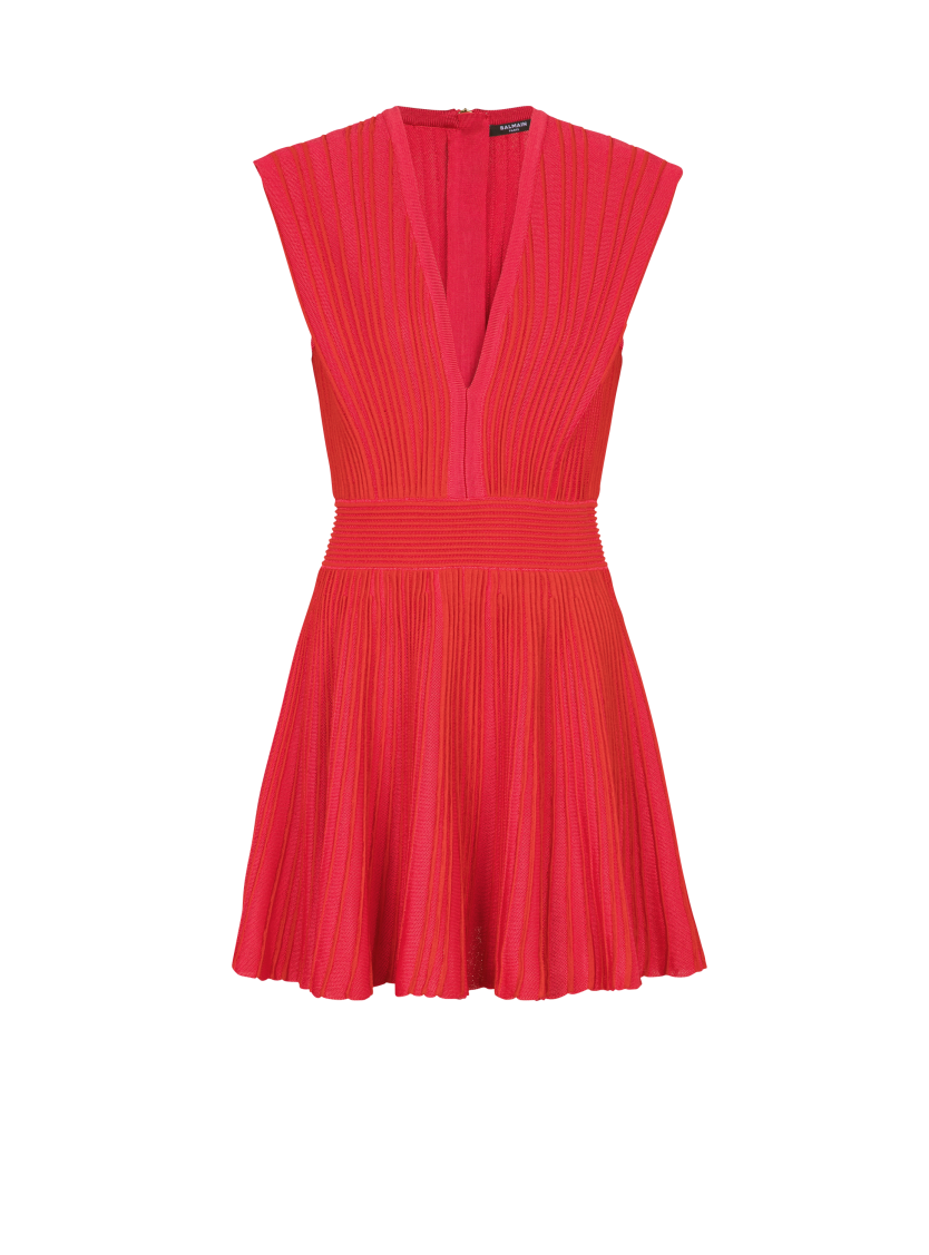 Two-tone flared knit dress