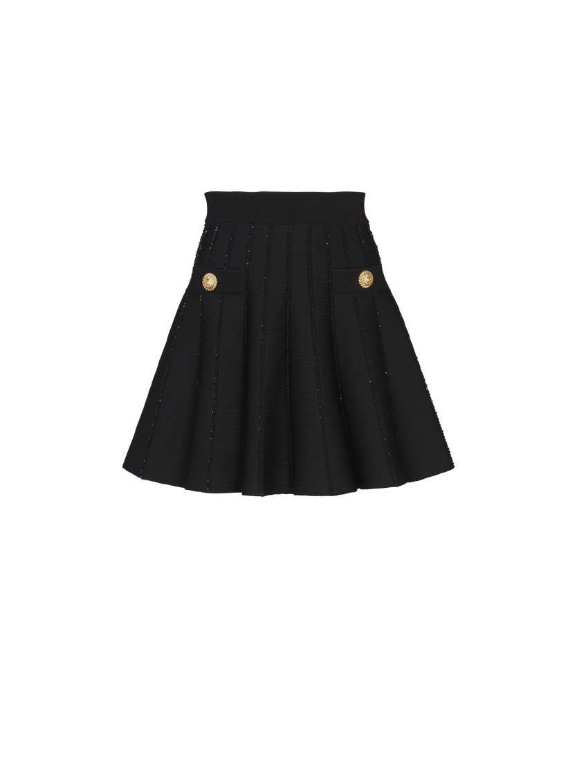 Flared knit skirt with sparkly stripes