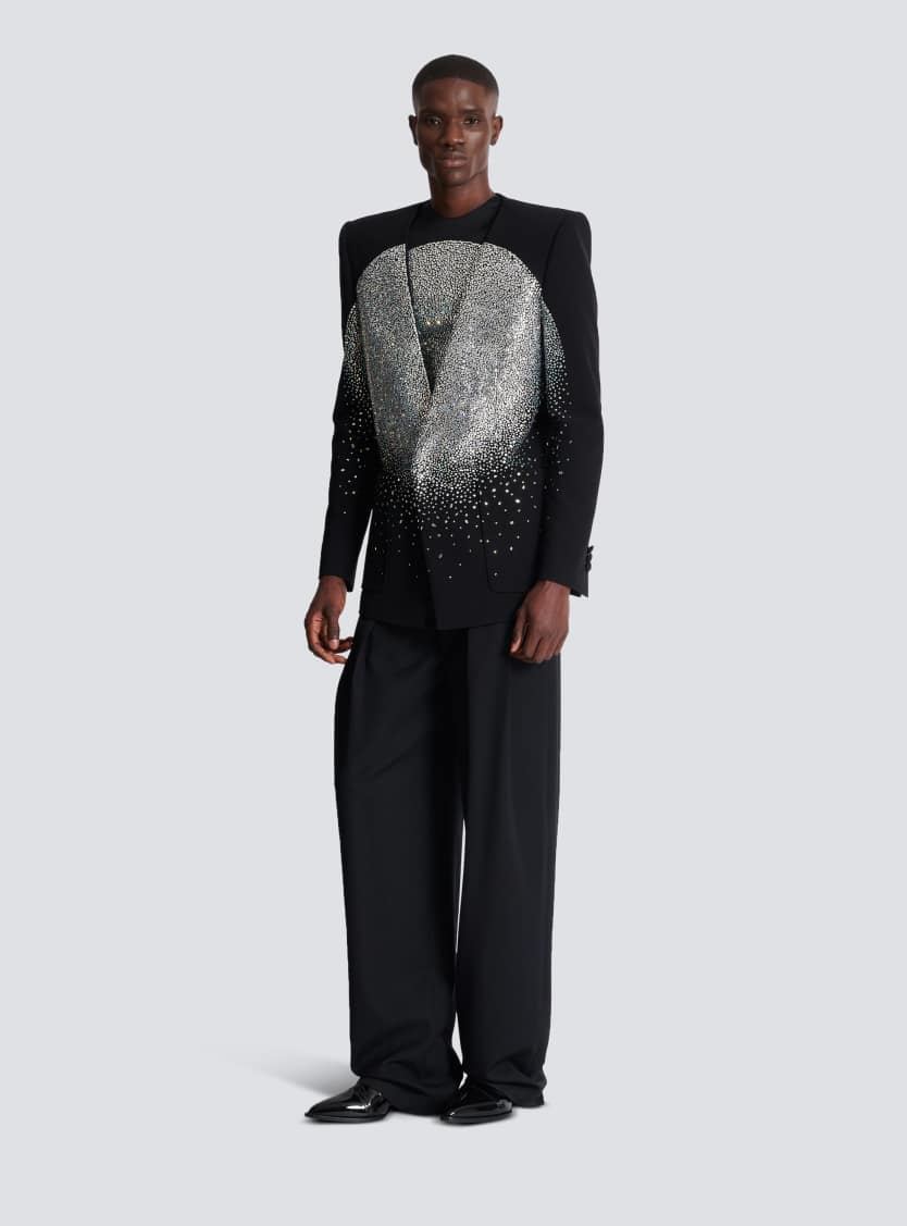 1-button jacket with rhinestone Galaxy motif