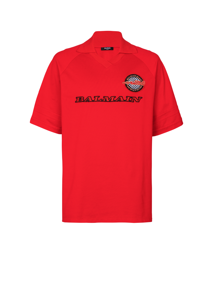 Polo shirt with Balmain Racing embroidery