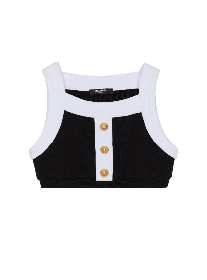 Two-tone top with buttons