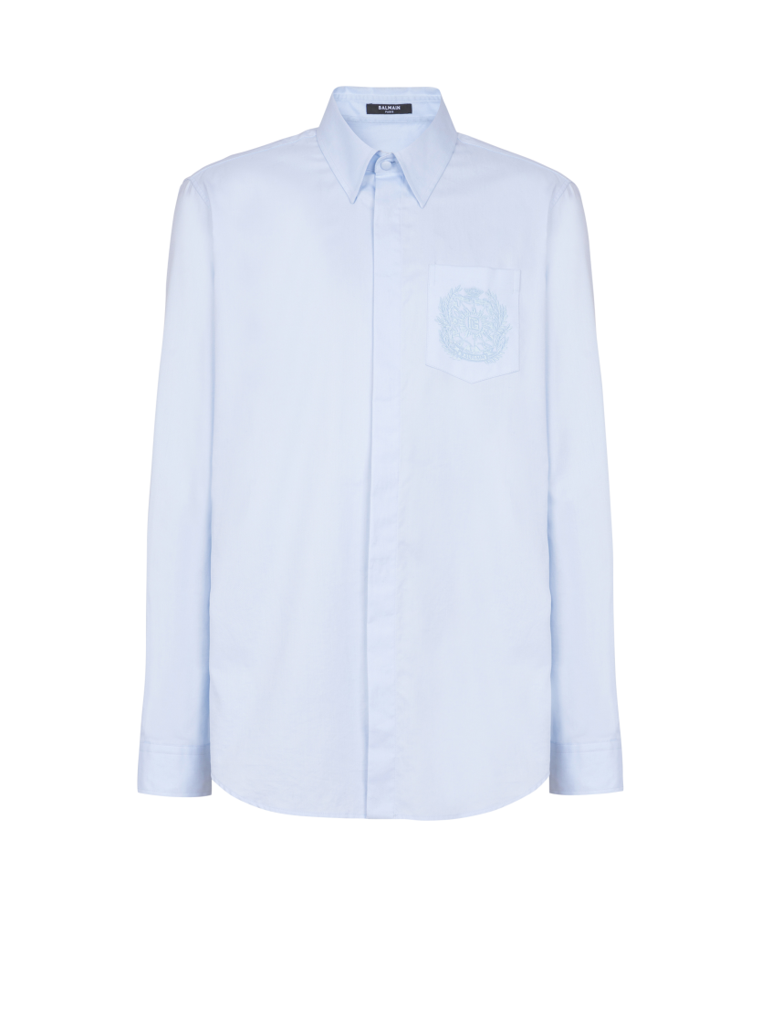 Balmain Écusson embroidered cotton shirt