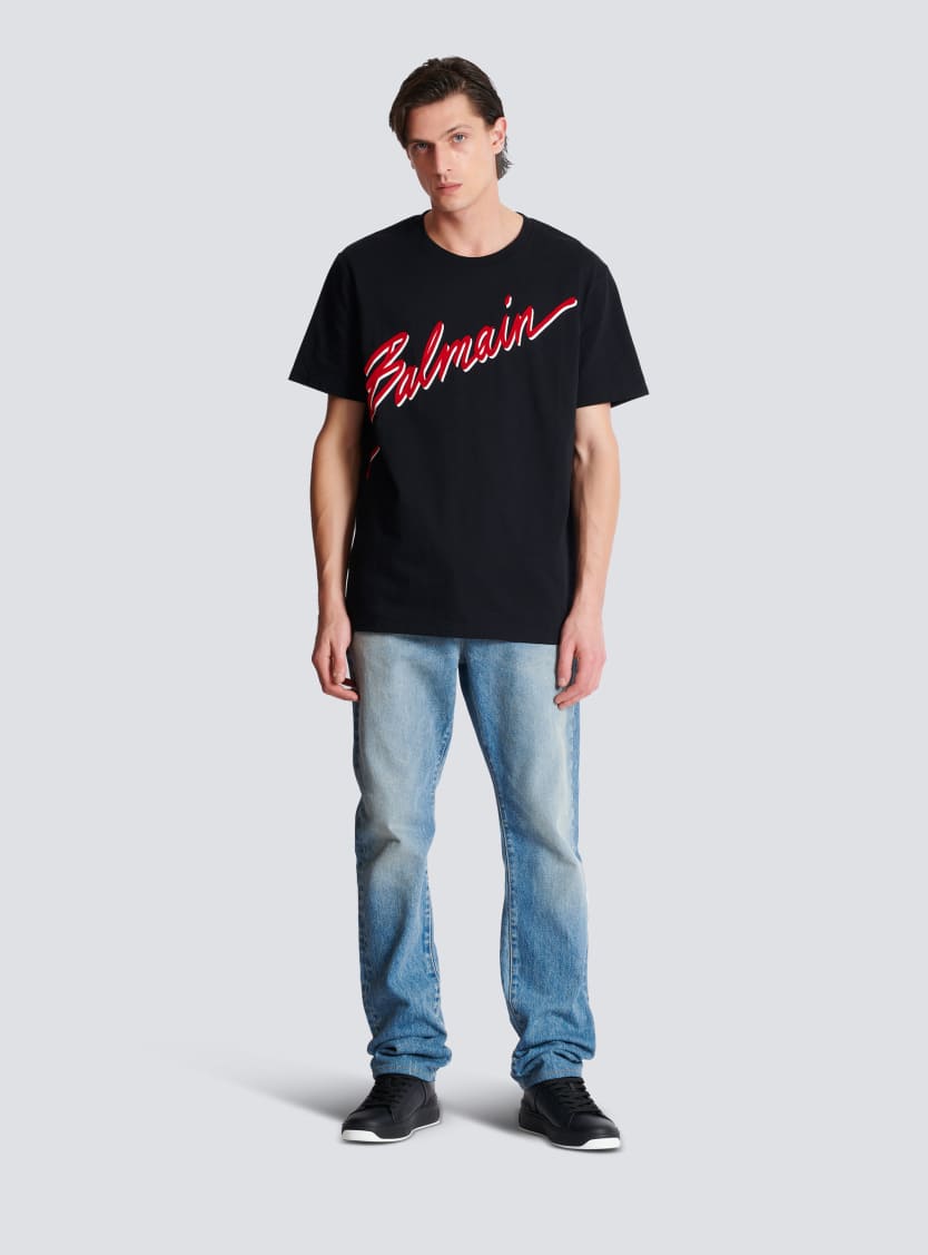 T-shirt with flocked Balmain Letter logo