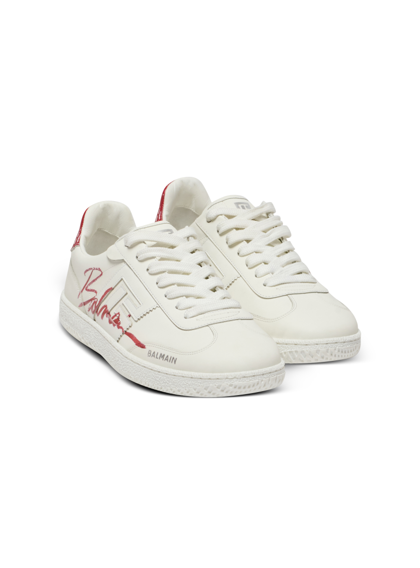 Leather Balmain Swan Lipstick trainers