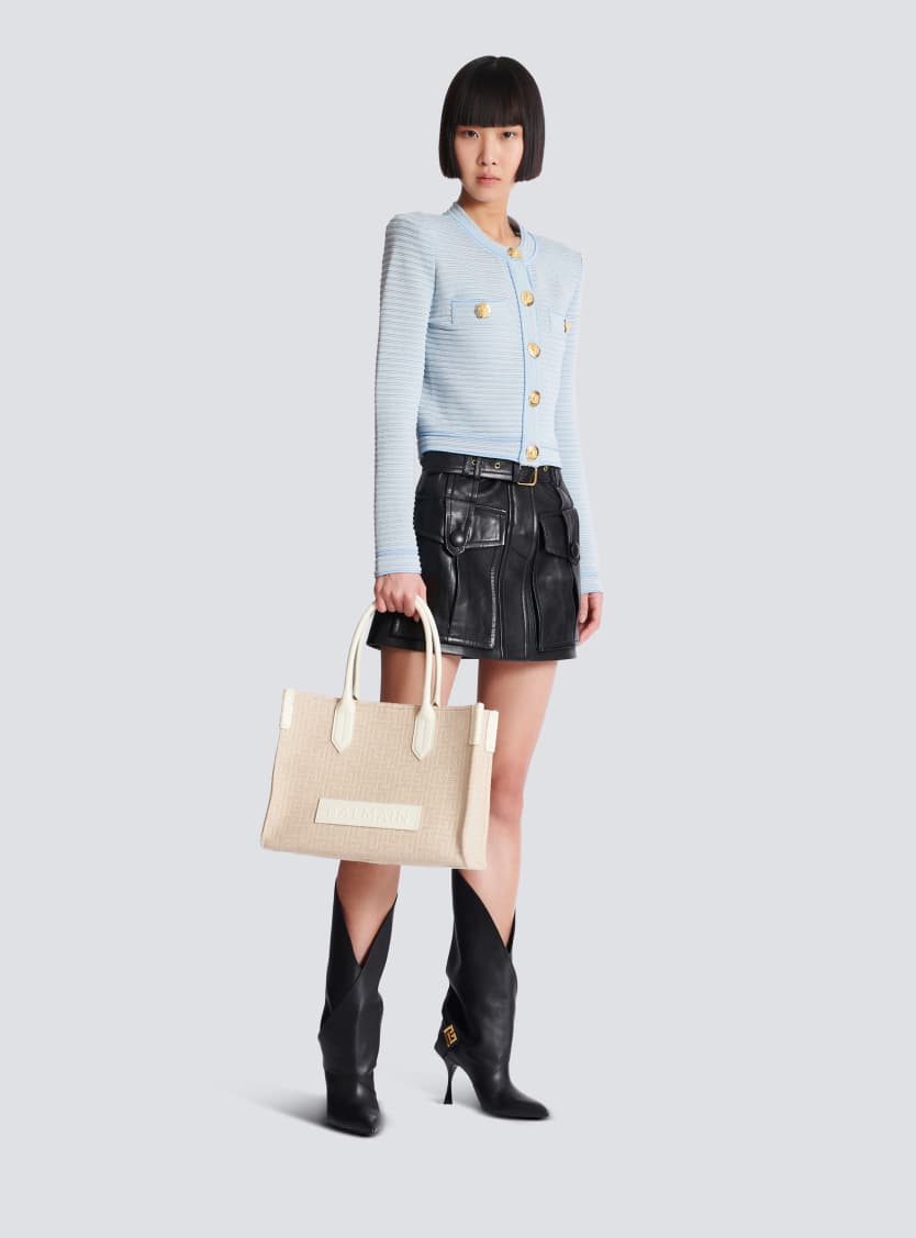 B-Army 36 monogrammed canvas jacquard and leather tote bag