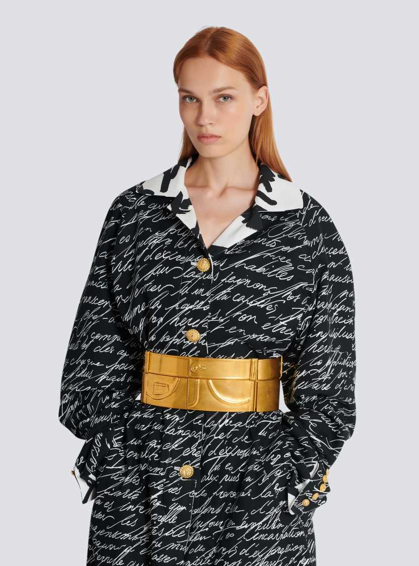 Brass belt with jeans effect