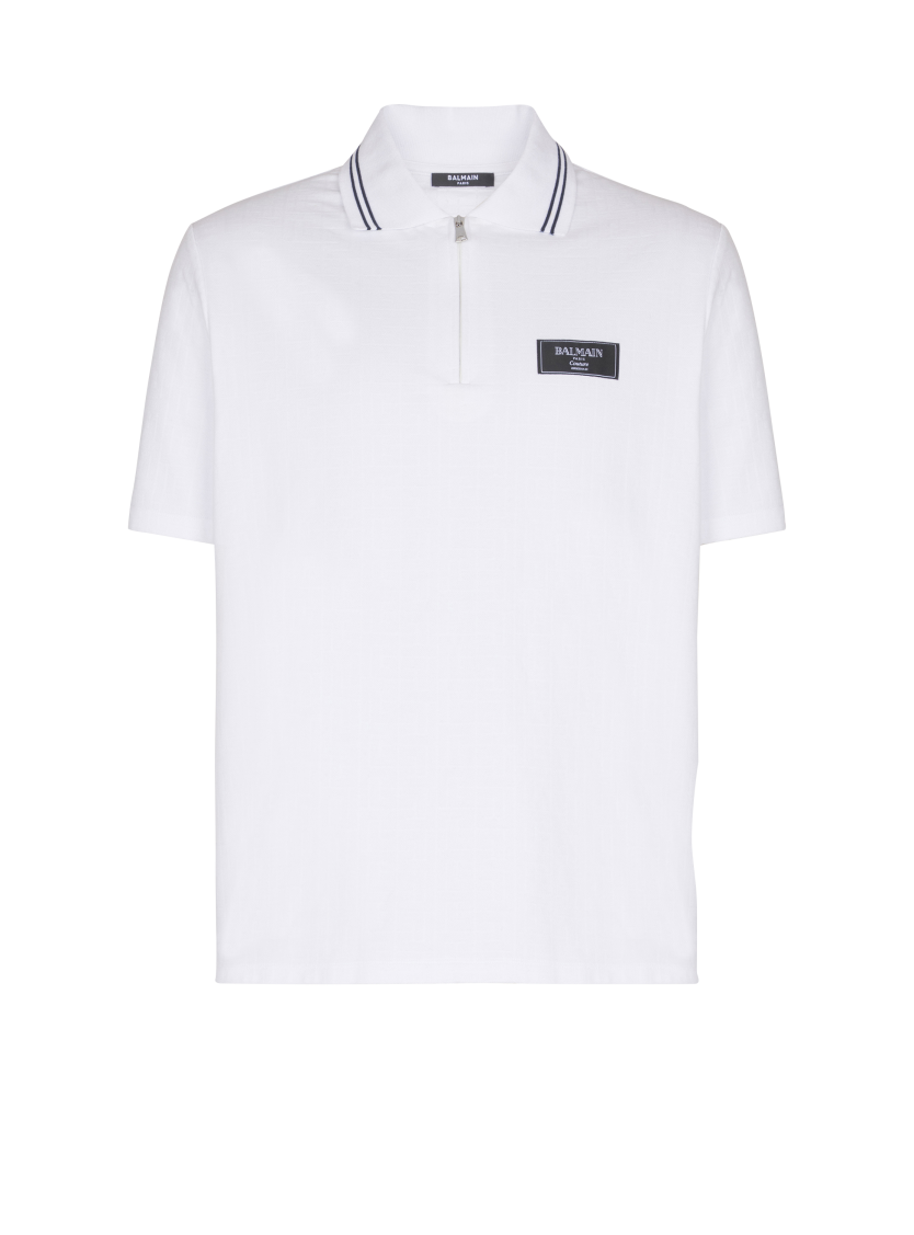 Monogrammed polo shirt with Balmain Couture label