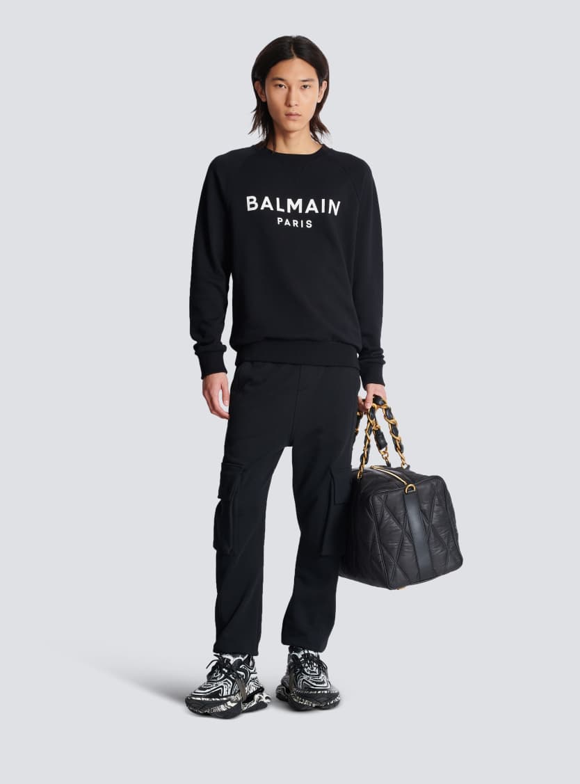 Cargo joggers with Balmain Paris print