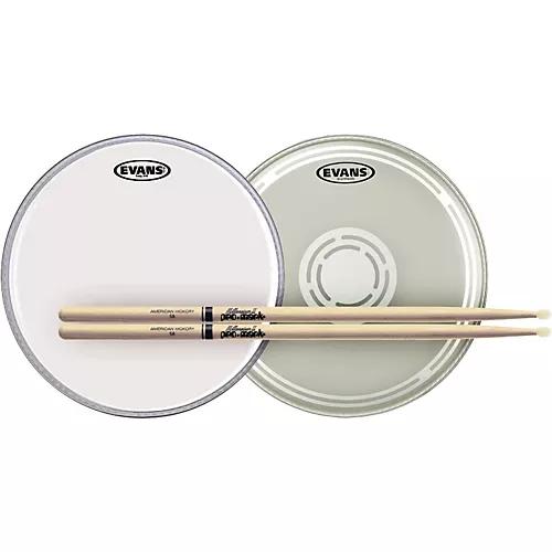 EVANS EC Reverse Dot Snare Batter and Snare Side Head Pack With Free Pair of Promark Sticks Nylon 5B