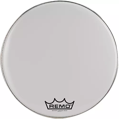 Remo Ambassador Smooth White Bass Head With Crimplock Collar White 16 in.