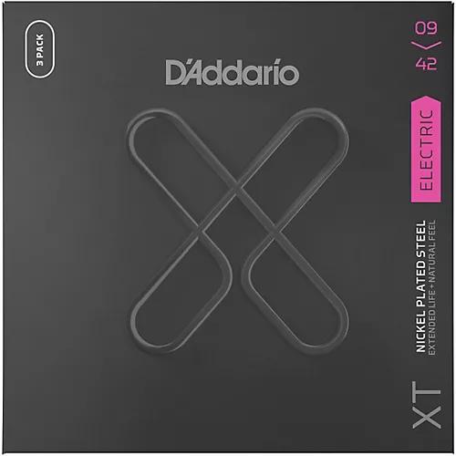 D'Addario Nickel-Plated Steel Electric Guitar XT 09-42, Super Light 3-Pack
