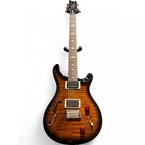Used PRS SE Custom 22 Semi-Hollowbody Black and Gold Hollow Body Electric Guitar Black and Gold