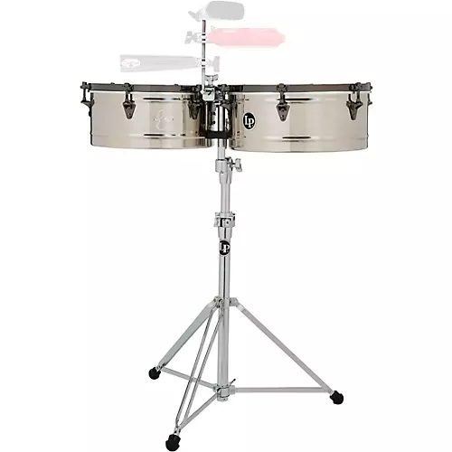 LP E-Class Timbale Set with Stand and Black Nickel Hardware 14 in./15 in. Chrome/Steel