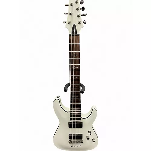 Used Schecter Guitar Research Demon 7 String White Solid Body Electric Guitar White
