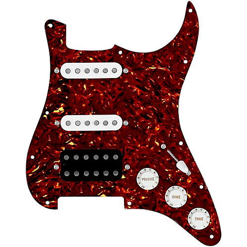 920D Custom HSS Loaded Pickguard For Strat With An Uncovered Cool Kids Humbucker, White Texas Grit Pickups and Black Knobs Black