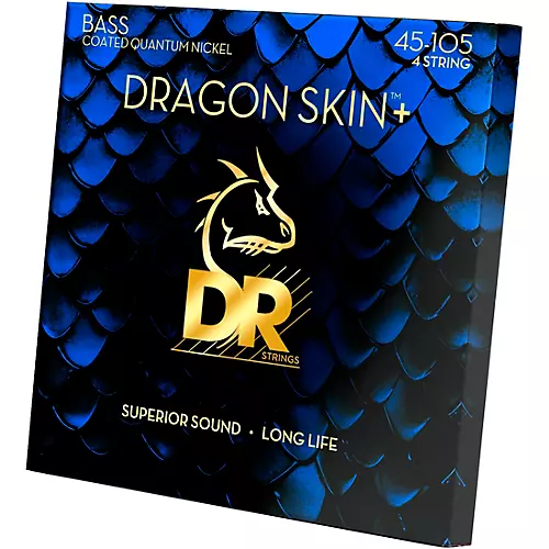 DR Strings Dragon Skin+ Coated Accurate Core Technology 4-String Quantum Nickel Bass Strings 45 - 105