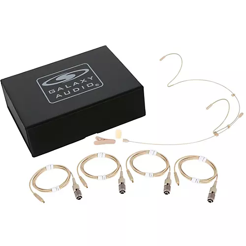 Galaxy Audio HSM4 Dual Ear Headset Mic With 4 Gen 2 cH Audio Technica  Connector Cables, Windscreen, Clip and Case Black