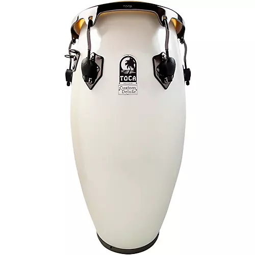 Toca Custom Deluxe Fiberglass Conga Margarita Blanca With Black Mirror Chrome Hardware 12.50 in.