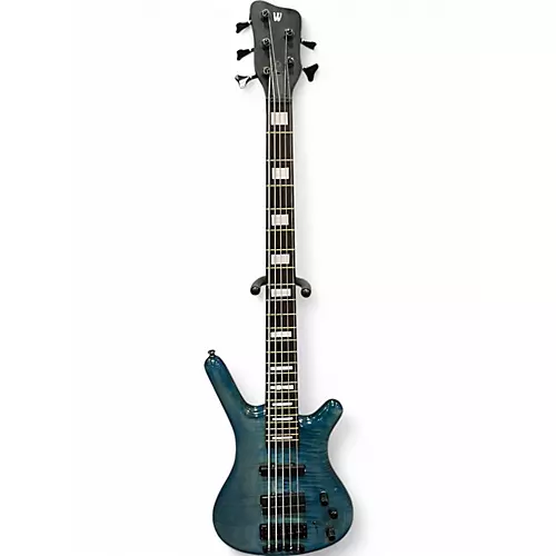 Used Warwick Corvette Double Buck 5 String Trans Blue Electric Bass Guitar Trans Blue