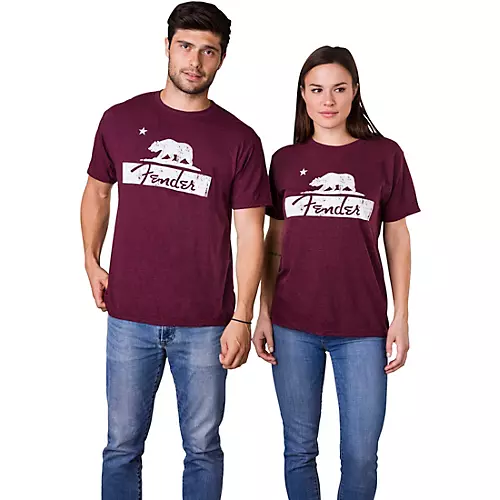 Fender Burgundy Bear Unisex T-Shirt Large Burgundy