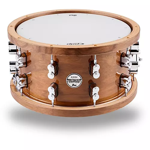 PDP by DW Limited-Edition Dark Stain Maple and Walnut Snare With Walnut Hoops and Chrome Hardware 14 x 7.5 in.