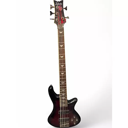 Used Schecter Guitar Research Stiletto Extreme 5 String transparent brown Electric Bass Guitar transparent brown