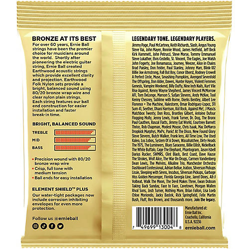 Ernie Ball 3004 Earthwood 80/20 Bronze Light Acoustic Guitar Strings 3-Pack
