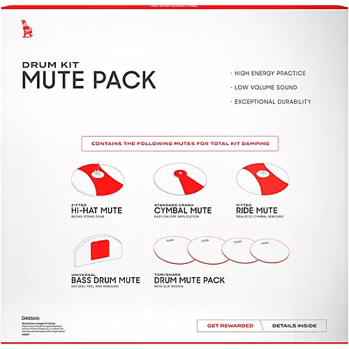 Evans SoundOff Drum Mutes Box Set, Rock 10,12,14,16,22 in.,hi-hat,and cymbal (2) Black