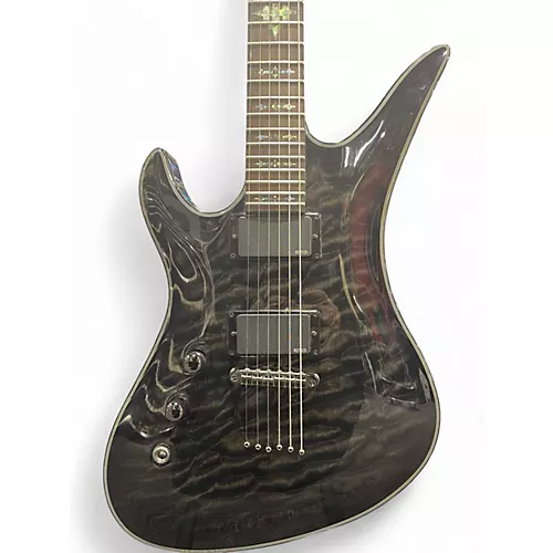 Used 2012 Schecter Guitar Research Damien Elite Avenger Left Handed Black Electric Guitar Black