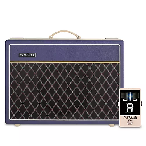 VOX VOX AC15 Custom 15W 1x12 Limited-Edition Tube Guitar Combo Amp w/ KORG Pitchblack X Pedal Tuner Blue/Cream