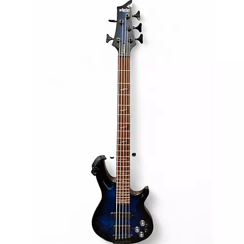 Used Schecter Guitar Research OMEN ELITE-5 Blue Electric Bass Guitar Blue