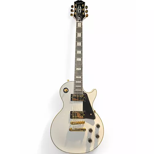 Used Epiphone Les Paul Custom Tuxedo White Solid Body Electric Guitar Tuxedo White