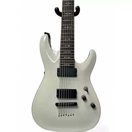 Used Schecter Guitar Research Demon 7 String Ivory Solid Body Electric Guitar Ivory