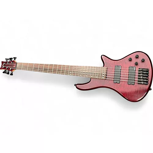 Used Schecter Guitar Research diamond  Trans Red Electric Bass Guitar Trans Red