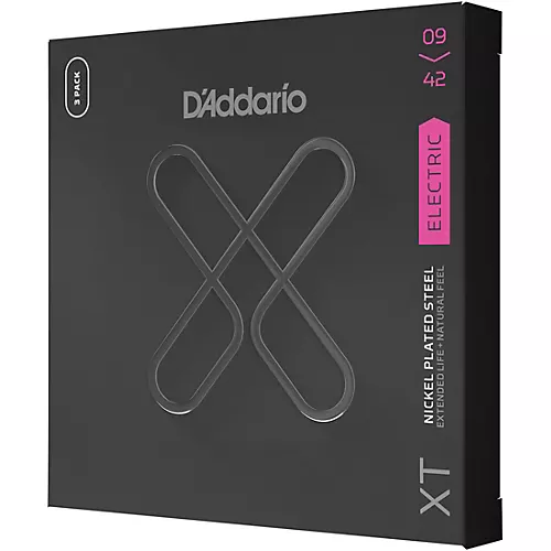 D'Addario Nickel-Plated Steel Electric Guitar XT 09-42, Super Light 3-Pack