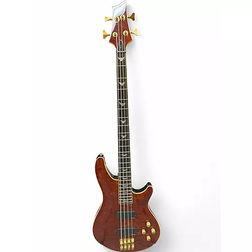 Used Schecter Guitar Research Diamond Series Elite 4 Trans Amber Electric Bass Guitar Trans Amber