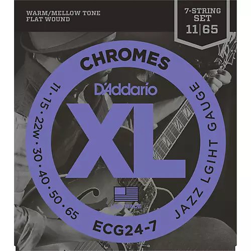D'Addario ECG24-7 7-String Chrome Flat Wound Electric Guitar Strings