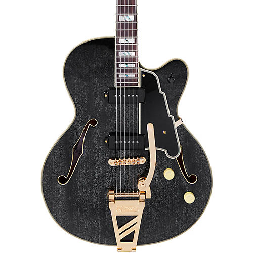 D'Angelico Excel Series 59 Hollowbody Electric Guitar with USA Seymour Duncan P-90's and Shield Tremolo Black Dog