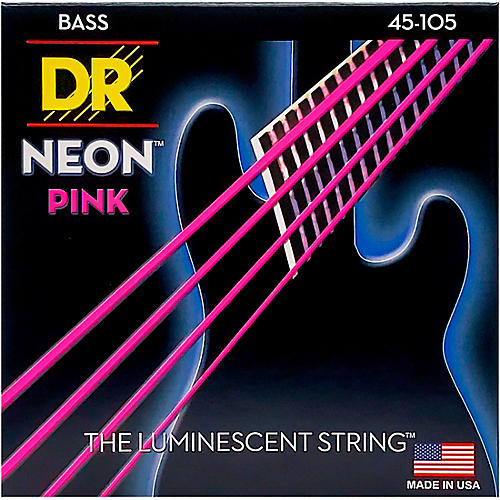 DR Strings NEON Hi-Def Pink Bass SuperStrings Medium 4-String