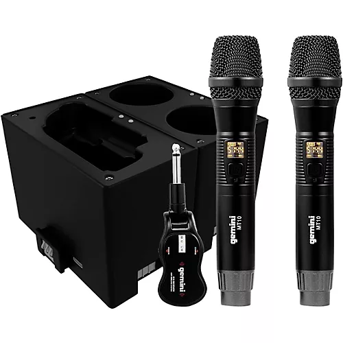 Gemini UHF Dual Wireless Microphone System with Charging Docks for Transmitter and Microphones Battery