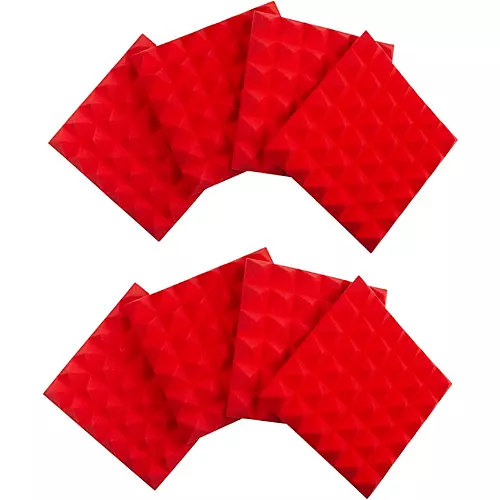 Gator GFW-ACPNL1212P-8PK Eight (8) Pack of 2 Inch -Thick Acoustic Foam Pyramid Panels 12x12 Red