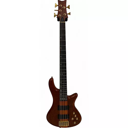 Used Schecter Guitar Research Stiletto Studio 5 String Amber Electric Bass Guitar Amber
