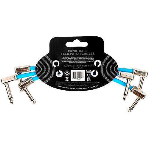 Ernie Ball Flex Patch Cable - 3 Pack 12 in. Blue