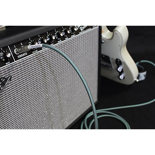 Kirlin Premium Plus Straight to Right Angle Instrument Cable, Olive Green Woven Jacket 10 ft.