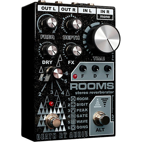 Death By Audio ROOMS Stereo Reverb Effects Pedal Black Sparkle