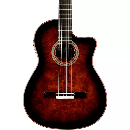 Cordoba Fusion 12 Exotic Top Nylon-String Classical Acoustic-Electric Guitar Brown Sugar Burst