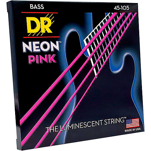 DR Strings NEON Hi-Def Pink Bass SuperStrings Medium 4-String