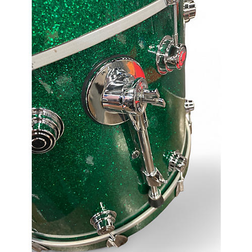 Used DW 3 Piece Collector's Series GREEN GLASS CHROME Drum Kit GREEN GLASS CHROME