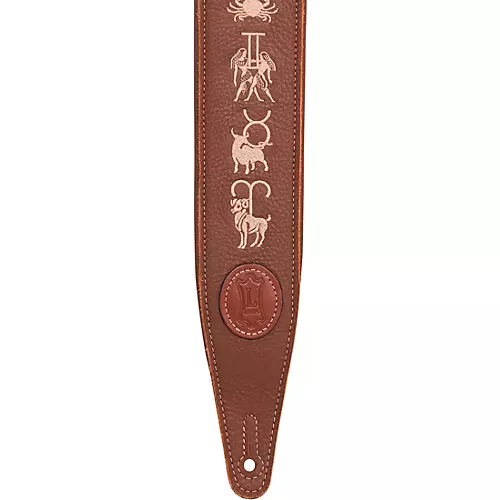 Levy's Interstellar Series Embroidered Leather Guitar Strap Brown 2.5 in.